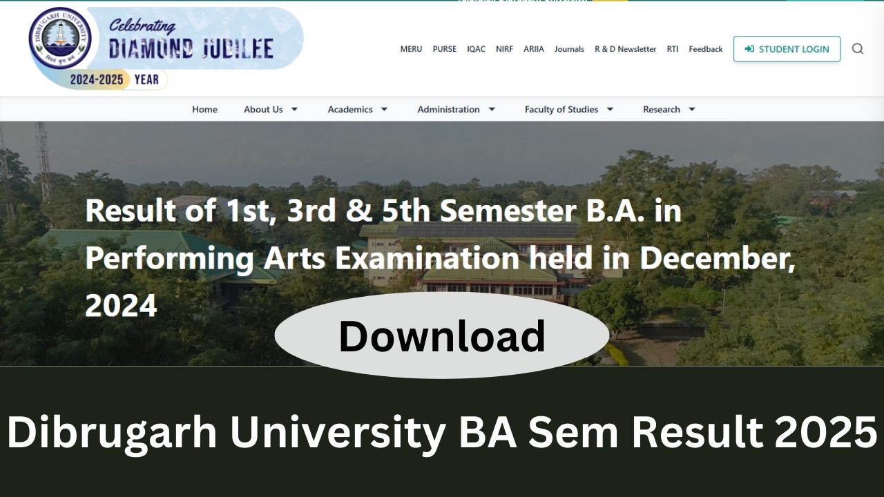 Dibrugarh University BA 1st 2nd 3rd Sem Result 2025