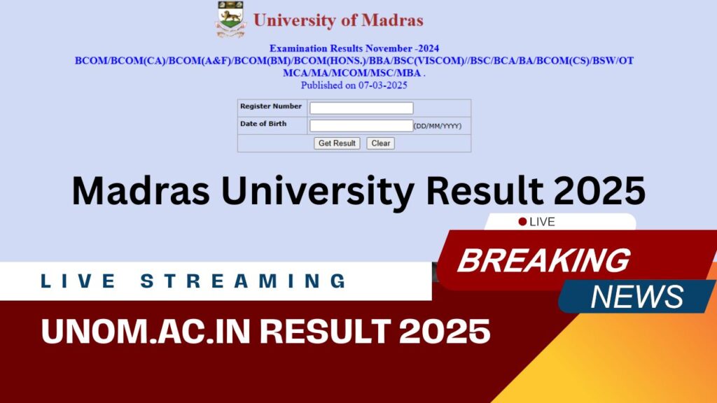 Madras University Result 2025