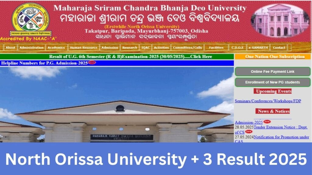 North Orissa University + 3 Result 2025