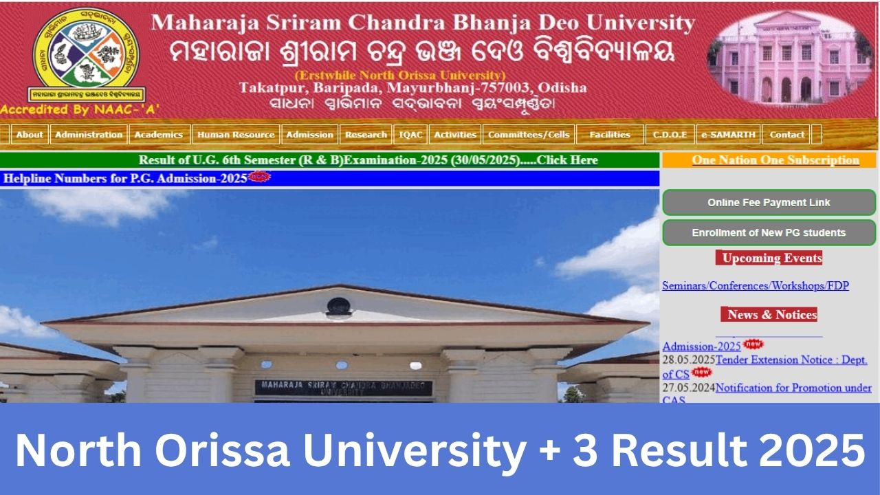 North Orissa University + 3 Result 2025