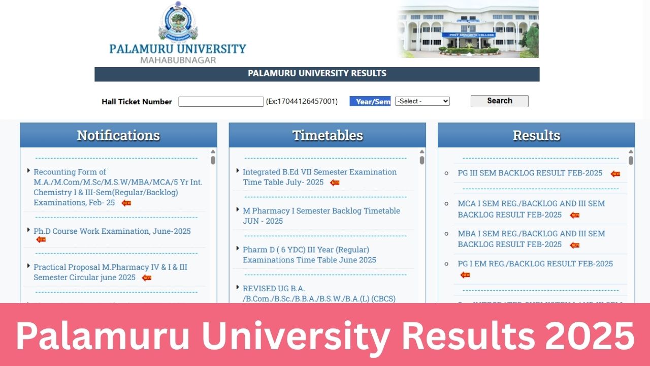 Palamuru University Results 2025