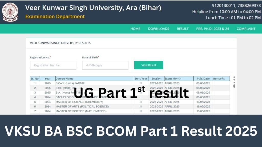 VKSU UG Part 1 result 2025