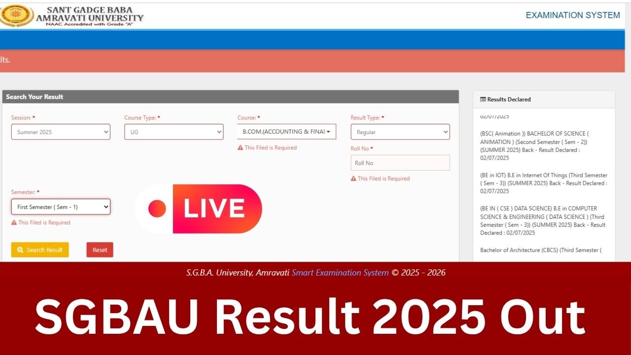 SGBAU Result 2025 Out