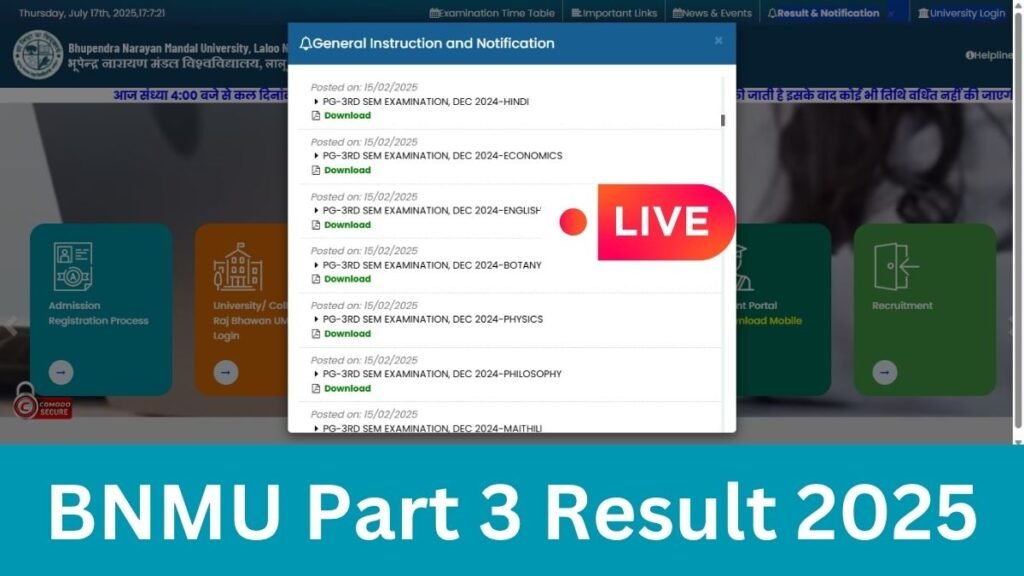 BNMU Part 3 Result 2025