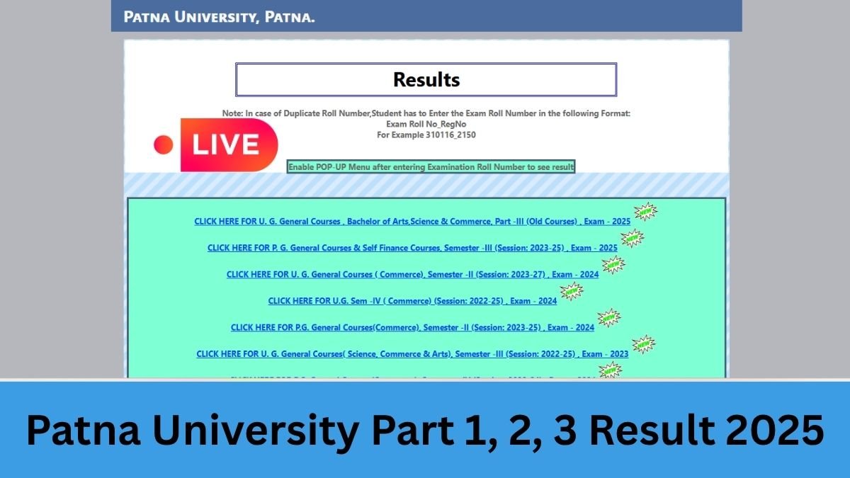 Patna University Part 1, 2, 3 Result 2025